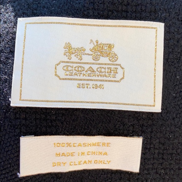 COACH 100% Cashmere Logo Over-Sized Wrap Scarf - Picture 3 of 7
